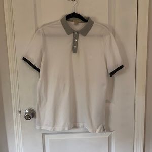 White men’s Burberry polo